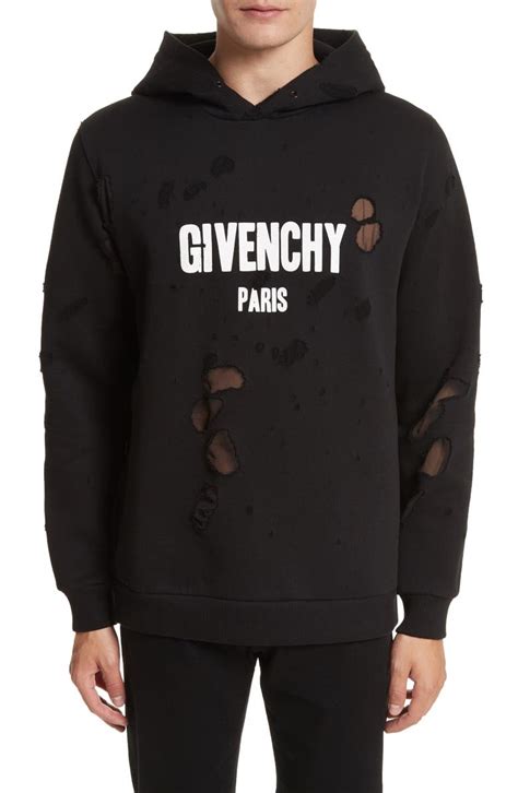 givenchy distressed logo t shirt|givenchy hoodie with holes.